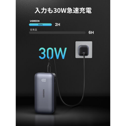 Ugreen PB502 25185 - Bộ pin sạc dự phòng Ugreen 10000mAh 30W, Chuẩn USB-C PD/Q.C 3.0/ USB-A 22.5W, Led hiển thị - Hình ảnh 4