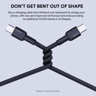 Aukey CB-NCC1 Cáp sạc C to C Hỗ trợ sạc nhanh PD 60W, Bọc nylon siêu bền Dài 1m - <ul> <li>- Model: Aukey CB-NCC1</li> <li>- Tốc độ truyền tải dữ liệu 40MB/S (USB 2.0)</li> <li>- Cổng sạc: USB-C</li> <li>- Chất liệu: Braided nylon</li> <li>- Màu sắc: Đen, trắng</li> <li>- Độ dài: 1m</li> </ul>