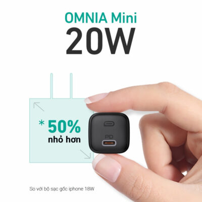 Aukey PA-B1 Củ sạc 20W Omnia™ Gan USB C hỗ trợ sạc nhanh Type C PD 3.0 cho iPhone - <ul> <li class="irIKAp">Model: Aukey PA-B1</li> <li class="irIKAp">Công nghệ “ Power Delivery 3.0, Sạc nhanh 2.0</li> <li class="irIKAp">Đầu vào ' AC 100 '240V 50 / 60Hz 0,6A</li> <li class="irIKAp">Đầu ra Usb-c ' ( Phân phối điện 20W 3.0) DC 5V 3A, 9V 2.22A</li> <li class="irIKAp">Công suất tối đa 20W ( Sạc nhanh 18W 2.0) DC 5V 3A , 9V 2A , 12V 1.5A</li> <li class="irIKAp">Kích thước - 28,8x28,8x30,5mm / 1,13'x 1,13'x 1,20 '</li> <li class="irIKAp">Trọng lượng “ 33g / 1.16oz</li> </ul>