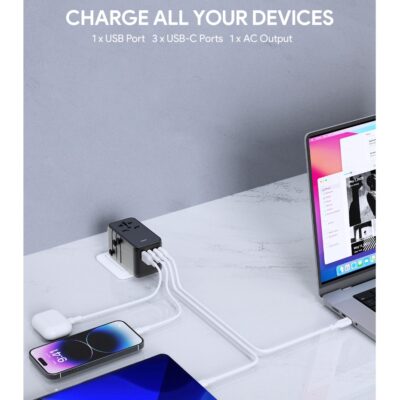 Aukey PA-TA09A Sạc nhanh PPS 65W 1 cổng USB A + 3 cổng Type C max 100W, ổ cắm tải max 2500W - <ul> <li>Model: Aukey PA-TA09</li> <li>Định mức: 100-250VAC, Tối đa 10A, 2500W</li> <li>Đầu ra cổng đơn tối đa:</li> <li>USB-C (3) / USB-C (4): 5V 3A / 9V 3A / 15V 3A / 20V 5A (Tối đa 100W)</li> <li>USB-C (2): 5V 3A / 9V 2A / 12V 1.5A (Tối đa 18W)</li> <li>USB-A (1): 5V 3A 9V 2A 12V 1.5A (Tối đa 18W)</li> <li>Đầu ra đa cổng:</li> <li>USB-C (4)+USB-C (3): 65W+35W (Tối đa 100W)</li> <li>USB-C (4)+USB-C (3)+USB-C (2): 65W+20W+18W (Tối đa 103W)</li> <li>USB-C (4)+USB-C (3)+USB-C (2)+USB-A (1): 65W+20W+5V 3A (C3+A1) (Tối đa 100W)</li> <li>Tổng đầu ra DC: 100W</li> <li>Giao thức sạc nhanh: PD3.0, QC4+, FCP, SCP, AFC. PPS</li> <li>Kích thước: 93 x 51 x 54mm</li> <li>Trọng lượng: 272g</li> </ul> [wpcode id="2387"]