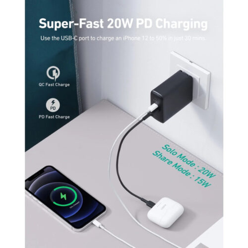 Củ Sạc Kiêm Sạc Dự Phòng 2in1 Aukey PA-PD20 - 20W 5000mAh- Hỗ Trợ Sạc Nhanh Type C PD3.0 - Hình ảnh 3