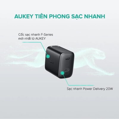 Combo Sạc nhanh Iphone củ sạc Aukey PA-F1S, Dây Sạc Aukey CB-CL2 Dài 2m bện Nylon - <ul> <li>Model : Củ sạc PA-F1S (20W) + Cáp sạc iphone AUKEY - CB-CL2 dài 2m</li> <li>Màu sắc: Đen</li> <li>Nguồn điện vào: AC 100-240V, 50/60Hz 0.5A</li> <li>Nguồn điện ra (USB-C): 5V 3A, 9V 2.22A, 12V 1.67A (Tối đa 20W)</li> <li>Kích thước: 44 x 43 x 28mm</li> </ul>