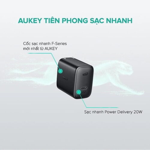 Combo Sạc nhanh Iphone củ sạc Aukey PA-F1S, Dây Sạc Aukey CB-CL2 Dài 2m bện Nylon - Hình ảnh 8