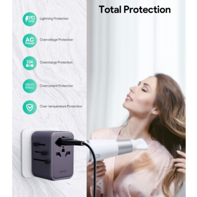 Aukey PA-TA08A 65W Sạc nhanh PPS 45W, PD 30W, USB A + 4 Type C, AC 2500W tương thích 150 Quốc gia - <ul> <li class="irIKAp">Model: Aukey PA-TA08A</li> <li class="irIKAp">Định mức: 100-250VAC, Tối đa 10A, 2500W</li> <li class="irIKAp">Đầu ra cổng đơn tối đa:</li> <li class="irIKAp">USB-C (5): 5V 3A / 9V 3A / 12V 3A / 15V 3A / 20.3V 3.25A (Tối đa 65W)</li> <li class="irIKAp">USB-C (2) / C (3) / C (4): 5V 3A (Tối đa 15W)</li> <li class="irIKAp">USB-A (1): 5V 2.4A (Tối đa 12W)</li> <li class="irIKAp">Đầu ra đa cổng: USB-C (5): 45W</li> <li class="irIKAp">USB-A (1) +USB-C (2)+USB-C (3)+USB-C (4): 15W</li> <li class="irIKAp">Tổng đầu ra DC: 65W</li> </ul>