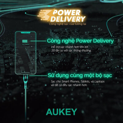 Aukey CB-CL5, Cáp Sạc Nhanh Aukey C to lightning cho iphone 11/12/13/14 series dài 1,2m Chất liệu Nylon, Hỗ trợ sạc PD 27W - <ul> <li class="irIKAp">Model: CB-CL5</li> <li class="irIKAp">Hỗ trợ công nghệ sạc nhanh Power Delivery (PD)</li> <li class="irIKAp">Chất liệu: Siêu bền Nylon</li> <li class="irIKAp">Output: 5V/3A – 9V/3A</li> <li class="irIKAp">Chiều dài cáp 1.2m</li> <li class="irIKAp">Trọng lượng: 48g / 1.7oz</li> </ul>