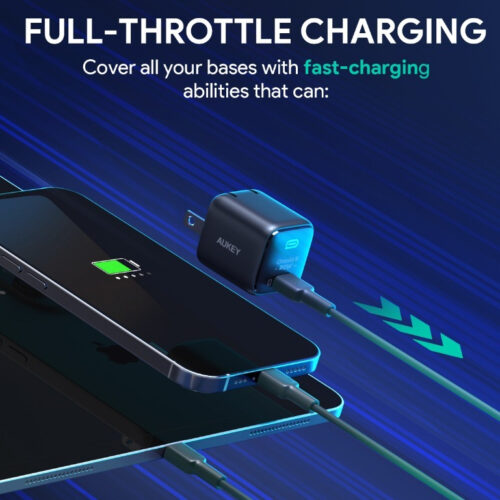 Aukey PA-B1T Củ sạc nhanh 20W Omnia II Mini Gan USB-C PD&QC 3.0 cho iPhone Samsung Huawei Xiaomi - Hình ảnh 6