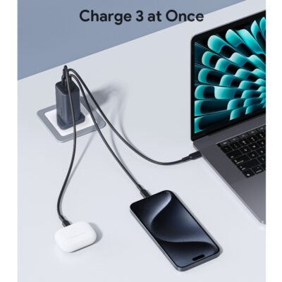 Aukey PA-B6U - Củ sạc nhanh Aukey Omnia II Mix 67W GaN III 3 cổng 2C1A | Công nghệ PD 3.0, PPS 45W, UFCS - <ul> <li class="irIKAp">Model: Aukey PA-B6U</li> <li class="irIKAp">Công nghệ: Apple 2.4A, QC3.0, PD3.0, PD2.0, PPS, UFCS</li> <li class="irIKAp">Đầu vào: 100-240V~1.5A 50/60Hz</li> <li class="irIKAp">Đầu ra USB-C 1/2: 5V/3A, 9V/3A, 12V/3A, 15V/3A, 20V/3.33A (67W), 3.3-11V/5A (PPS)</li> <li class="irIKAp">Đầu ra USB-3(A): 5V/3A, 9V/2A, 12V/2.5A, 20V/1.5A (Tối đa 30W)</li> <li class="irIKAp">Đầu ra USB-C1 + USB-C2: 45W+20W / 35W+30W / 20W+45W / 3.3-11V 3A (PPS)</li> <li class="irIKAp">Đầu ra USB-C1 + USB-A: 45W + 18W</li> <li class="irIKAp">Đầu ra USB-C2 + USB-A: 5V/3A</li> <li class="irIKAp">Đầu ra USB-C1 + USB-C2 + USB-A: 45W+15W (Tối đa 60W)</li> <li class="irIKAp">Công suất đầu ra tối đa: 67W</li> <li class="irIKAp">Kích thước: 6,9 x 0,3,4 x 4cm</li> <li class="irIKAp">Trọng lượng: 120g</li> </ul>