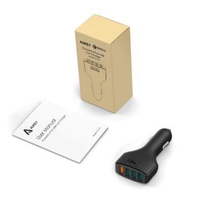 Aukey CC-T9 Sạc Ô Tô 4 cổng Quick Charge 3.0- 55W - <ul> <li>Thương hiệu: Aukey</li> <li>Màu sắc: Đen</li> <li>Mã sản phẩm: CC-T9</li> <li>Nguồn vào: 12-24V</li> <li>Nguồn ra: 4 cổng sạc USB <ul> <li>1 cổng: Quick Charge 3.0 + PowerIQ – 3.6-6.5V/3A, 6.5-9V/2A, 9-12V/1.5A (Tối đa)</li> <li>3 cổng: PowerIQ tự chỉnh dòng, tối đa 5V 2,4A</li> </ul> </li> <li>Công suất: 55.5W</li> <li>Kích thước: 9,35 x 4,55 x 2,1cm</li> <li>Trọng lượng: 45,36g</li> </ul>