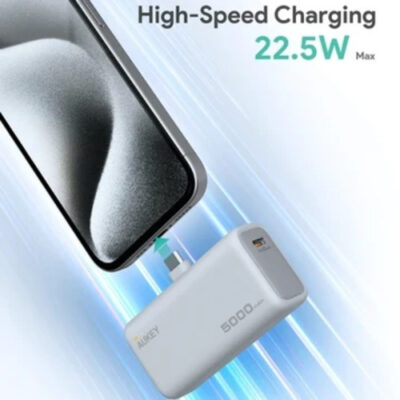 Pin Dự Phòng Aukey Spark Mini PB-Y59-SIL 5000Mah Sạc Nhanh 22.5W, Màu Trắng Bạc - <p class="QN2lPu">Pin dự phòng Aukey Spark Mini PB-Y59 5.000mAh 22.5W kèm đầu nối USB-C mang đến dung lượng 5000mAh đủ để cung cấp năng lượng cho các thiết bị di động. Mặc dù kích thước nhỏ gọn, nhưng phụ kiện này vẫn có khả năng sạc đầy những mẫu điện thoại có viên pin lớn.</p>