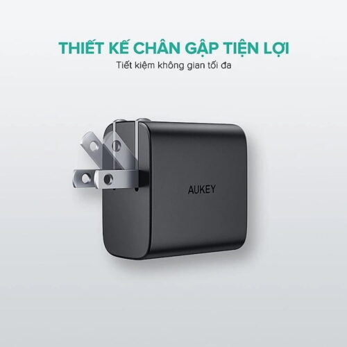 Combo Sạc nhanh Iphone củ sạc Aukey PA-F1S, Dây Sạc Aukey CB-CL2 Dài 2m bện Nylon - Hình ảnh 3