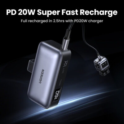 Pin dự phòng tích hợp đầu nối USB-C UGREEN PB503 5000mAh PD 20W, SCP 22,5W Màn hình LED tích hợp giá đỡ - <ul> <li><strong>Model</strong>: Ugreen PB503</li> <li><strong>Loại pin</strong>: Pin Li-ion</li> <li><strong>Dung lượng pin</strong>: 5000mAh, 3.6V (18.5Wh)</li> <li><strong>Dung lượng định mức</strong>: 2500mAh (Thông thường 5V 2.4A)</li> <li><strong>Thời gian sạc đầy</strong>: 2.5 giờ (với sạc PD 20W)</li> <li><strong>Tổng công suất đầu ra</strong>: 5V, 3A, 15W Max</li> <li><strong> Đầu vào</strong>: <ul> <li><strong>USB-C1: </strong>5V, 3A / 9V, 2.22A / 12V, 1.67A</li> <li><strong>USB-C2</strong>: 5V, 3A / 9V, 2.22A / 12V, 1.67A</li> </ul> </li> <li><strong>Đầu ra</strong>: <ul> <li><strong>USB-C1: </strong>10V, 2.25A / 5V, 3A / 9V, 2.22A / 12V, 1.67A</li> <li><strong>USB-C2</strong>: 10V, 2.25A / 5V, 3A / 9V, 2.22A / 12V, 1.67A</li> </ul> </li> <li><strong>Kích thước gói hàng</strong>: 10cm x 10cm x 3cm</li> <li><strong>Trọng lượng sản phẩm</strong>: 140g</li> <li><strong>Trọng lượng cả gói</strong>: 202g</li> </ul>