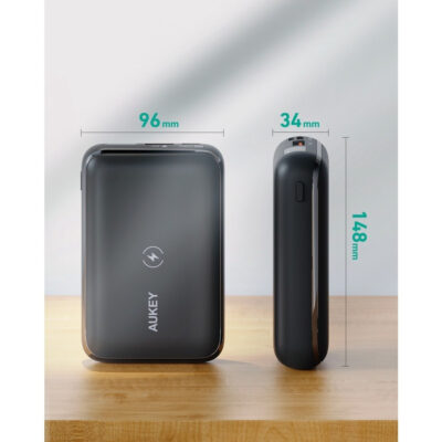 Aukey PB-WL01S - Pin Sạc Dự Phòng Không Dây Basix Pro Mini 10000mAh Wireless 10W, PD 20W & QC 3.0 18W - <ul> <li>Model: Aukey PB-WL01S</li> <li class="irIKAp">Đầu vào: 2 cách Input <ul> <li class="irIKAp">1. MicroUSB QC 3.0 18W: 5V/2A ; 9V/2A</li> <li class="irIKAp">2. USB-C PD 3.0 18W: 5V/3A ; 9V/2A</li> </ul> </li> <li class="irIKAp">Đầu ra: 03 cổng sạc: <ul> <li class="irIKAp">1. Wireless 10W / 7.5W / 5W</li> <li class="irIKAp">2. USB-C PD 3.0 20W: 5V/3A ; 9V/2.22A ; 12V/1.5A</li> <li class="irIKAp">3. USB-A QC 3.0 18W: 5V/2.4A ; 9V/2A ; 12V/1.5A</li> </ul> </li> <li class="irIKAp">Max Power Output: 20W</li> </ul>