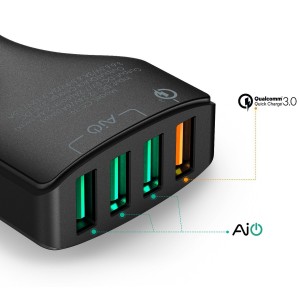 Aukey CC-T9 Sạc Ô Tô 4 cổng Quick Charge 3.0- 55W - <ul> <li>Thương hiệu: Aukey</li> <li>Màu sắc: Đen</li> <li>Mã sản phẩm: CC-T9</li> <li>Nguồn vào: 12-24V</li> <li>Nguồn ra: 4 cổng sạc USB <ul> <li>1 cổng: Quick Charge 3.0 + PowerIQ – 3.6-6.5V/3A, 6.5-9V/2A, 9-12V/1.5A (Tối đa)</li> <li>3 cổng: PowerIQ tự chỉnh dòng, tối đa 5V 2,4A</li> </ul> </li> <li>Công suất: 55.5W</li> <li>Kích thước: 9,35 x 4,55 x 2,1cm</li> <li>Trọng lượng: 45,36g</li> </ul>