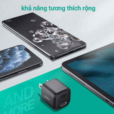 Aukey PA-B1 Củ sạc 20W Omnia™ Gan USB C hỗ trợ sạc nhanh Type C PD 3.0 cho iPhone - <ul> <li class="irIKAp">Model: Aukey PA-B1</li> <li class="irIKAp">Công nghệ “ Power Delivery 3.0, Sạc nhanh 2.0</li> <li class="irIKAp">Đầu vào ' AC 100 '240V 50 / 60Hz 0,6A</li> <li class="irIKAp">Đầu ra Usb-c ' ( Phân phối điện 20W 3.0) DC 5V 3A, 9V 2.22A</li> <li class="irIKAp">Công suất tối đa 20W ( Sạc nhanh 18W 2.0) DC 5V 3A , 9V 2A , 12V 1.5A</li> <li class="irIKAp">Kích thước - 28,8x28,8x30,5mm / 1,13'x 1,13'x 1,20 '</li> <li class="irIKAp">Trọng lượng “ 33g / 1.16oz</li> </ul>