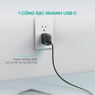 Combo Sạc nhanh Iphone củ sạc Aukey PA-F1S, Dây Sạc Aukey CB-CL2 Dài 2m bện Nylon - <ul> <li>Model : Củ sạc PA-F1S (20W) + Cáp sạc iphone AUKEY - CB-CL2 dài 2m</li> <li>Màu sắc: Đen</li> <li>Nguồn điện vào: AC 100-240V, 50/60Hz 0.5A</li> <li>Nguồn điện ra (USB-C): 5V 3A, 9V 2.22A, 12V 1.67A (Tối đa 20W)</li> <li>Kích thước: 44 x 43 x 28mm</li> </ul>