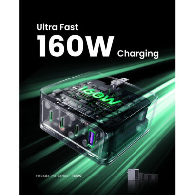 Bộ sạc nhanh GaN Nexode Pro 160W UGREEN X763 - 25876 | Sạc đồng thời 4 cổng | Công suất 140W cho MacBook Pro 16" - <ul> <li><span style="font-size: 100%;">Model: UGREEN Nexode Pro 160W X763 - 25876</span></li> <li class="QN2lPu"><span style="font-size: 100%;">Đầu vào: 100-240V~50/60Hz 2AMax</span></li> <li class="QN2lPu"><span style="font-size: 100%;">Đầu ra USB-C1: 5.0V 3.0A/9.0V=3.0A/12.0V=3.0A /15.0V=3.0A/20.0V 5.0A/28.0V=5.0A Tối đa 140W</span></li> <li class="QN2lPu"><span style="font-size: 100%;">Đầu ra USB-C2: 5.0V 3.0A/9.0V=3.0A/12.0V=3.0A/15.0V=3.0A/20.0V 5.0A Tối đa 100W</span></li> <li class="QN2lPu"><span style="font-size: 100%;">Đầu ra USB-C3: 5.0V 3.0A/9.0V=3.0A/12.0V=2.5A Tối đa 30W</span></li> <li class="QN2lPu"><span style="font-size: 100%;">Đầu ra USB-A: 5.0V 5.0V=3.0A 3.0A/9.0V=2.0A/12.0V /1.5A/10V=2.25A Tối đa 22,5W</span></li> <li class="QN2lPu"><span style="font-size: 100%;">Tổng công suất đầu ra: Tối đa 160W</span></li> <li class="QN2lPu"><span style="font-size: 100%;">Giao thức USB-C: PD3.1/PD3.0/PPS/QC4+(QC40/QC3.0)/FCP/AFC APPLE 5V2.4A/BC1.2</span></li> <li class="QN2lPu"><span style="font-size: 100%;">Giao thức USB-A: SCP/QC3.0/FCP/AFC/APPLE 5V2.4A/BC1.2</span></li> </ul>