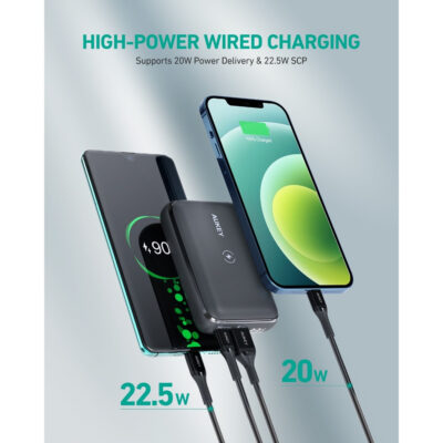 Aukey PB-WL01S - Pin Sạc Dự Phòng Không Dây Basix Pro Mini 10000mAh Wireless 10W, PD 20W & QC 3.0 18W - <ul> <li>Model: Aukey PB-WL01S</li> <li class="irIKAp">Đầu vào: 2 cách Input <ul> <li class="irIKAp">1. MicroUSB QC 3.0 18W: 5V/2A ; 9V/2A</li> <li class="irIKAp">2. USB-C PD 3.0 18W: 5V/3A ; 9V/2A</li> </ul> </li> <li class="irIKAp">Đầu ra: 03 cổng sạc: <ul> <li class="irIKAp">1. Wireless 10W / 7.5W / 5W</li> <li class="irIKAp">2. USB-C PD 3.0 20W: 5V/3A ; 9V/2.22A ; 12V/1.5A</li> <li class="irIKAp">3. USB-A QC 3.0 18W: 5V/2.4A ; 9V/2A ; 12V/1.5A</li> </ul> </li> <li class="irIKAp">Max Power Output: 20W</li> </ul>