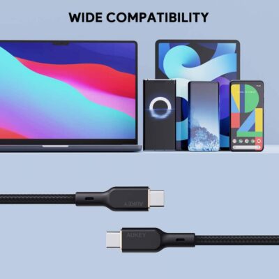 Aukey CB-KCC102 cáp sạc C to C Sạc nhanh PD 100W dài 1.8m Bọc nylon lõi Kevlar - <ul> <li>Model: CB-KCC102</li> <li>Cáp C-C dùng sạc nhanh cho tất cả các sản phẩm Android/Apple và các thiết bị khác</li> <li>Hỗ trợ sạc nhanh PD lên đến 100w</li> <li>Tốc độ truyền tải dữ liệu 40MB/S (USB 2.0)</li> <li>Lõi sợi Kevlar (dùng trong sản xuất áo chống đạn, cực kỳ bền bỉ)</li> <li>Vỏ bọc cáp bởi aluminum và nylon bên ngoài giúp cáp chắc chắn và độ bền cao</li> <li>Kích thước: dài 1.8m, trọng lượng 22g</li> </ul>