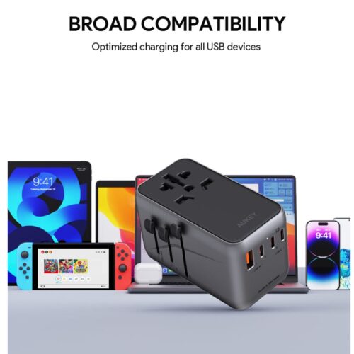 Aukey PA-TA09A Sạc nhanh PPS 65W 1 cổng USB A + 3 cổng Type C max 100W, ổ cắm tải max 2500W - Hình ảnh 5