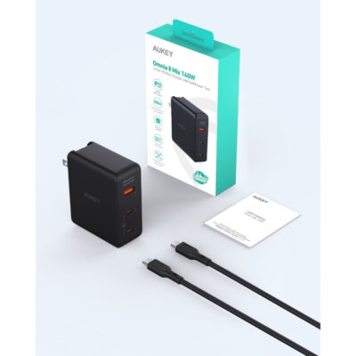 Aukey PA-B7O - Bộ Sạc đa năng du lịch Aukey Omnia II Mix 140W, 3 cổng GaN PD 3.1, tích hợp chân cắm US,UK,EU - <ul> <li class="irIKAp">Model: Aukey PA-B7O</li> <li class="irIKAp">Đầu vào: 110-240V 2A 50 / 60Hz</li> <li class="irIKAp">Đầu ra các cổng</li> <li class="irIKAp">USB-C 1 / 2: 5 ~ 11V / 4.05A (PPS), 5V / 3A, 9V / 3A, 12V / 3A, 15V / 3A, 20V / 5A, 28V / 5A (Tối đa 140W)</li> <li class="irIKAp">USB-A : 5V / 3A, 9V / 3A, 10V / 2,25A, 12V / 1,25A (Tối đa 22,5W)</li> <li class="irIKAp">USB-C1 + USB-C2: 65W + 65W (Tối đa 130W)</li> <li class="irIKAp">USB-C1 / C2 + USB-A: 100W + 22,5W (Tối đa 122,5W)</li> <li class="irIKAp">USB-C1 + USB-C2 + USB-A: 65W + 45W + 18W (Tối đa 128W)</li> <li class="irIKAp">Tổng công suất: 140W</li> <li class="irIKAp">Kích thước: 6,4 x 7,95 x 3,2cm</li> <li class="irIKAp">Trọng lượng: 268g</li> </ul>