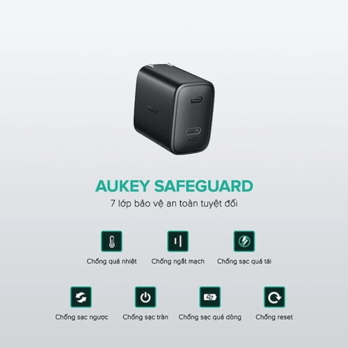 Combo Sạc nhanh Iphone củ sạc Aukey PA-F1S, Dây Sạc Aukey CB-CL2 Dài 2m bện Nylon - Hình ảnh 5