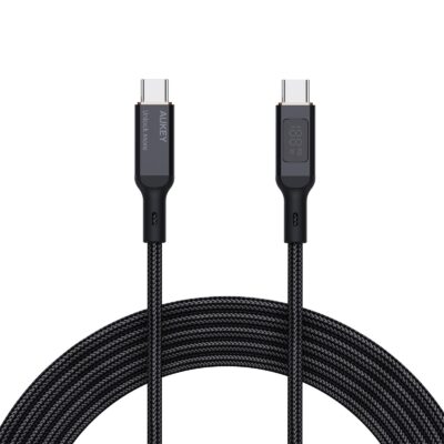 Aukey CB-MCC101 - Cáp C to C bọc dù với màn hình LCD, 100W 1.2m