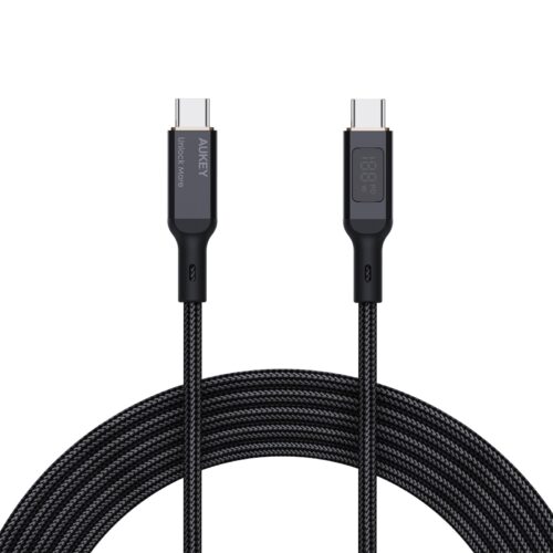 Aukey CB-MCC101 - Cáp C to C bọc dù với màn hình LCD, 100W 1.2m
