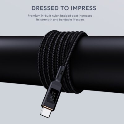 Aukey CB-MCC101 - Cáp C to C bọc dù với màn hình LCD, 100W 1.2m - <ul> <li>Aukey CB-MCC101 - Cáp C to C bọc dù với màn hình LCD, 100W</li> <li><strong>Loại cáp:</strong> USB Type-C sang Type-C</li> <li><strong>Công suất:</strong> 100W</li> <li><strong>Tốc độ truyền dữ liệu:</strong> 480Mbps</li> <li><strong>Chiều dài:</strong> 1,2 mét</li> <li><strong>Màu sắc:</strong> Đen</li> <li><strong>Chất liệu:</strong> Nylon bện</li> </ul>