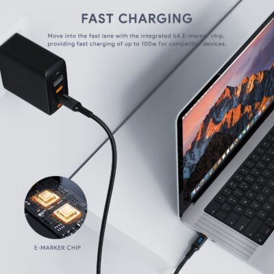 Aukey CB-MCC101 - Cáp C to C bọc dù với màn hình LCD, 100W 1.2m - <ul> <li>Aukey CB-MCC101 - Cáp C to C bọc dù với màn hình LCD, 100W</li> <li><strong>Loại cáp:</strong> USB Type-C sang Type-C</li> <li><strong>Công suất:</strong> 100W</li> <li><strong>Tốc độ truyền dữ liệu:</strong> 480Mbps</li> <li><strong>Chiều dài:</strong> 1,2 mét</li> <li><strong>Màu sắc:</strong> Đen</li> <li><strong>Chất liệu:</strong> Nylon bện</li> </ul>