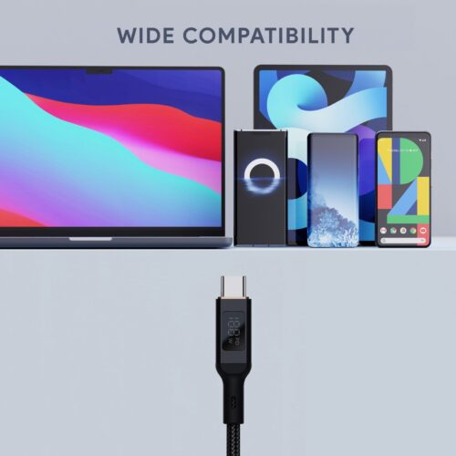 Aukey CB-MCC101 - Cáp C to C bọc dù với màn hình LCD, 100W 1.2m - Hình ảnh 8