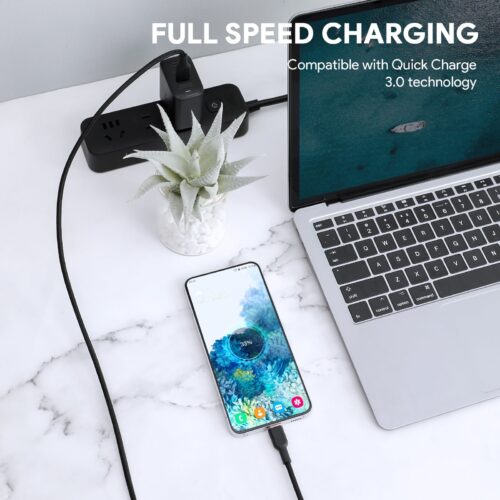 Aukey CB-NAC2 - Cáp A - C bọc dù 1,8m, màu đen - Hình ảnh 4
