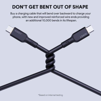 Aukey CB-SCC101 - Cáp C to C silicone 100W 1m - <ul> <li>Aukey CB-SCC101 - Cáp C to C silicone 100W 1m</li> <li><strong>Loại cáp:</strong> USB Type-C sang Type-C</li> <li><strong>Công suất:</strong> 100W (5A)</li> <li><strong>Tốc độ truyền dữ liệu:</strong> 480Mbps</li> <li><strong>Chiều dài:</strong> 1 mét</li> <li><strong>Màu sắc:</strong> Đen, Trắng, Hồng</li> <li><strong>Chất liệu vỏ:</strong> Silicone</li> </ul>