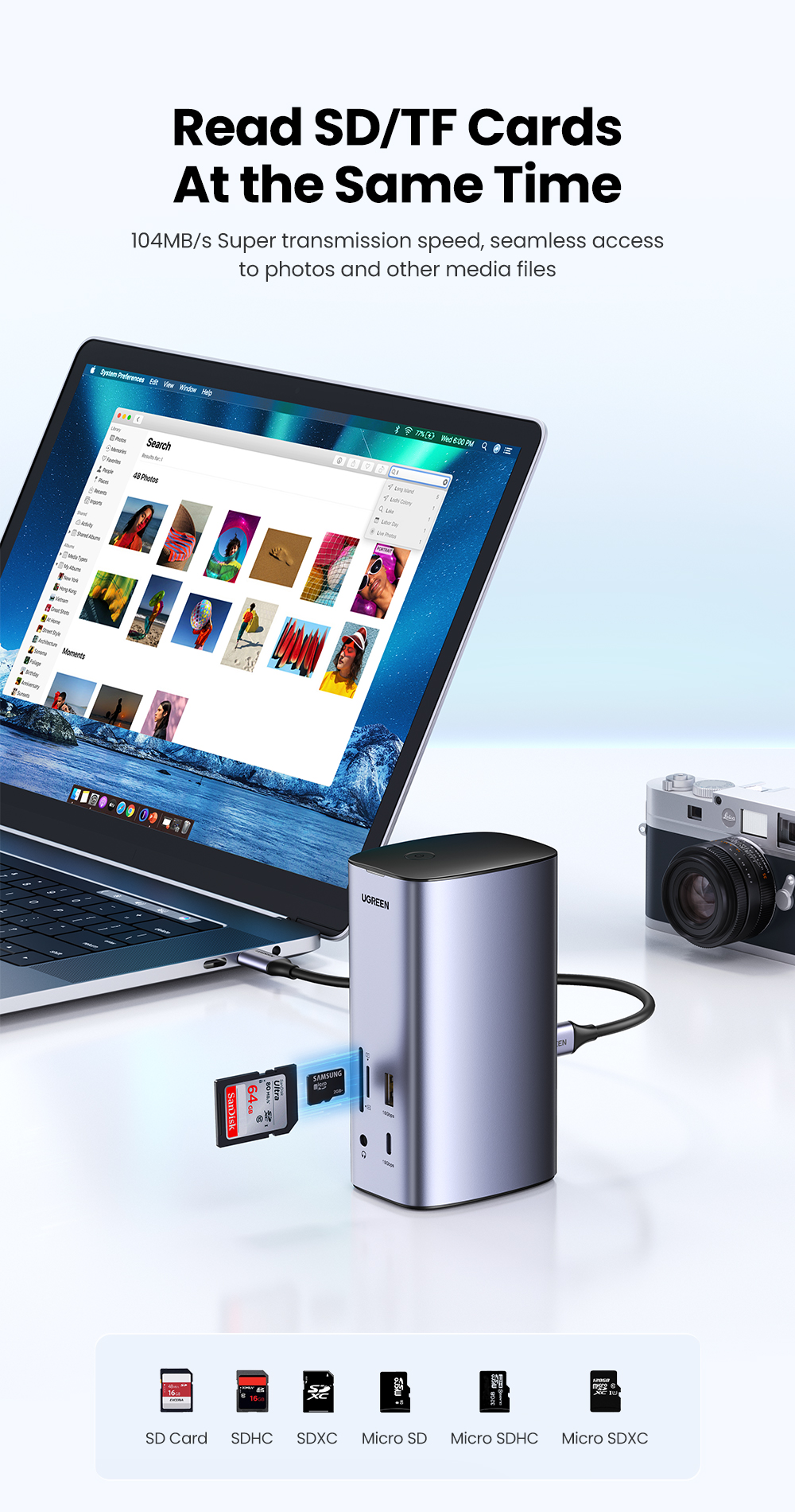 Dock chuyển đổi USB C 12 in 1 Ugreen CM555 90325 - <ul> <li>Tên sản phẩm: Dock chuyển đổi USB C 12 in 1 Ugreen CM555 90325</li> <li>Cổng kết nối:2 cổng HDMI <ul> <li>1 cổng DisplayPort</li> <li>1 cổng USB-C</li> <li>3 cổng USB-A</li> <li>1 cổng Gigabit Ethernet</li> <li>1 khe cắm thẻ nhớ SD/TF</li> <li>1 cổng Jack tai nghe 3.5mm</li> </ul> </li> <li>Hỗ trợ độ phân giải: 4K UHD (3840x2160) 60Hz</li> <li>Tốc độ truyền dữ liệu: Lên đến 10Gbps</li> <li>Sạc nguồn: Lên đến 100W</li> <li>Kích thước: 320mm x 260mm x 60mm</li> <li>Trọng lượng: 998g</li> </ul>