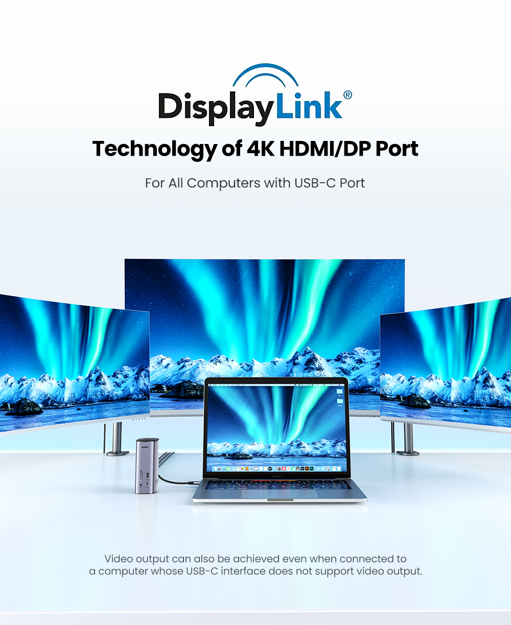 Dock chuyển đổi USB C 12 in 1 Ugreen CM555 90325 - <ul> <li>Tên sản phẩm: Dock chuyển đổi USB C 12 in 1 Ugreen CM555 90325</li> <li>Cổng kết nối:2 cổng HDMI <ul> <li>1 cổng DisplayPort</li> <li>1 cổng USB-C</li> <li>3 cổng USB-A</li> <li>1 cổng Gigabit Ethernet</li> <li>1 khe cắm thẻ nhớ SD/TF</li> <li>1 cổng Jack tai nghe 3.5mm</li> </ul> </li> <li>Hỗ trợ độ phân giải: 4K UHD (3840x2160) 60Hz</li> <li>Tốc độ truyền dữ liệu: Lên đến 10Gbps</li> <li>Sạc nguồn: Lên đến 100W</li> <li>Kích thước: 320mm x 260mm x 60mm</li> <li>Trọng lượng: 998g</li> </ul>