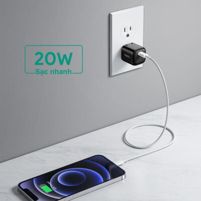 Aukey TK-2 Bộ Bundle ON-THE-GO 3 trong 1 - Bộ Bundle ON-THE-GO Aukey TK-2 3 trong 1 gồm: củ sạc Aukey 20W, cáp sạc AUKEY C-Lightning, pin dự phòng AUKEY 10.000 mAh. Màu sắc: Đen <strong>Củ sạc AUKEY 20W</strong> <ul> <li>Công nghệ: Power Delivery 3.0</li> <li>Nguồn vào: AC 100–240V, 50/60Hz 0.6A Nguồn ra (USB-C): – Power Delivery 3.0: 5V 3A / 9V 2.22A – Quick Charge 2.0: 5V 3A / 9V 2A / 12V 1.5A</li> <li>Công suất tối đa: 20W</li> <li>Kích thước: 28.8 x 28.8 x 30.5mm</li> <li>Trọng lượng: 33g</li> </ul> <strong>Cáp sạc AUKEY C-Lightning</strong> <ul> <li>Cáp sạc nhanh C to Lightning cho các sản phẩm Apple</li> <li>Chứng nhận MFi của Apple</li> <li>Hỗ trợ công nghệ sạc nhanh Power Delivery (PD)</li> <li>Chất liệu: Siêu bền Nylon</li> <li>Output: 5V/3A – 9V/3A</li> </ul> <strong>Pin dự phòng AUKEY 10.000 mAh</strong> <ul> <li>Dung lượng: 10000mAh / 37Wh</li> <li>Công nghệ: USB Power Delivery 3.0, Qualcomm Quick Charge 3.0</li> <li>USB-C Input/Output: (Power Delivery 3.0) DC 5V 2.4A / 9V 2A / 12V 1.5A USB-A Output: (Quick Charge 3.0) DC 5V 2.4A / 9V 2A / 12V 1.5A</li> <li>Công suất nguồn ra: 22.5W</li> <li>Kích thước: 27.0 x 57.7 x 80.5mm</li> <li>Trọng lượng: 174g</li> </ul>