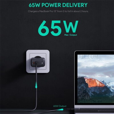 Aukey PA-B4 Củ Sạc 2 Cổng Omnia Sạc Nhanh PD GaN 65W - ✅Thông Số Kỹ Thuật <ul> <li>- Model: Aukey PA-B4</li> <li>- Màu sắc: Đen</li> <li>- USB-C Out 1 : DC 5V 3A/9V 3A/12V 2.5A/15V 3A/20V 3.25A (Max 65W)</li> <li>- USB-C Out 2 : DC 5V 3A/9V 2A/12V 1.5A (Max 18W)</li> <li>- 2 Cổng Output : 45W + 18W = 63W Max</li> <li>- Max Out: 65W</li> <li>- Kích Thước Sản Phẩm: 52 x 52 x 30mm</li> <li>- Trọng lượng: 111g</li> <li>- Input: AC 100-240V; 50 / 60Hz 1.5A Max</li> </ul>