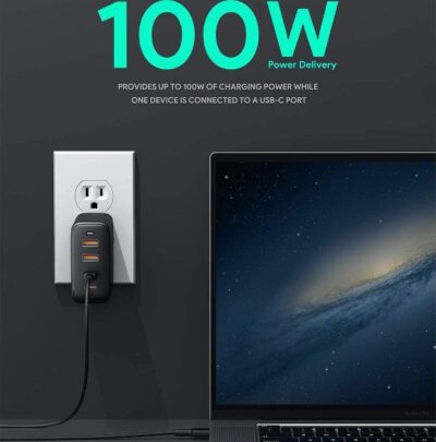 Aukey PA-B7 Củ sạc GaN 4 cổng hỗ trợ QC3.0 và PD100W - <ul> <li>Model: Aukey PA-B7</li> <li>Màu sắc: Trắng</li> <li>Input: AC 100–240V 50/60Hz 2.5A</li> <li>Output:</li> <li>USB-C 1/2: 5V 3A, 9V 3A, 12V 3A, 15V 3A, 20V 5A(Max 100W)</li> <li>USB-A 1/2: 5V 2.4A (Max 12W)</li> <li>USB-C 1/2 + USB-A 1/2: 65W + 12W (Max 77W)</li> <li>USB-C 1 + USB-C 2: 45W + 45W (Max 90W)</li> <li>USB-A 1 + USB-A 2: 5V / 2.4A (Max 12W)</li> <li>USB-C 1 + USB-C 2 + USB-A 1/2: 45W + 45W + 12W (Max 102W)</li> <li>Max Power Output: 100W</li> <li>Dimensions: 69.8 x 69.3 x 33mm / 2.75” x 2.73” x 1.29”  Weight: 223g / 7.87oz</li> </ul>