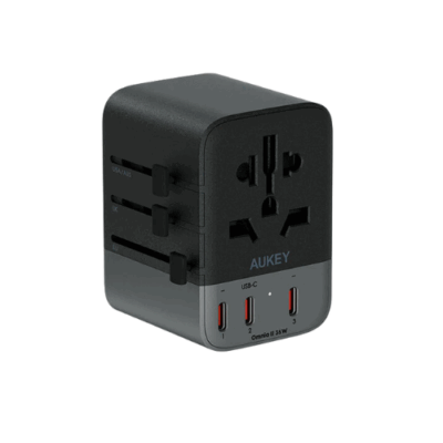 AUKEY PA-TA07A Bộ sạc đa năng nhiều cổng, Sạc nhanh PD 35W hỗ trợ nhiều loại chân cắm toàn cầu