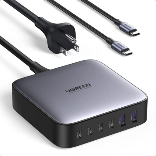 Củ sạc UGREEN CD271 Nexode GaN II 200W cho máy tính, điện thoại, 6 cổng sạc nhanh, tặng cáp USB C to C