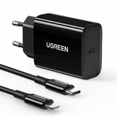 Bộ sạc nhanh 20W UGREEN CD137 cổng ra USB-C Kèm dây C to lightning - <ul> <li class="product_title entry-title">Bộ sạc nhanh 20W UGREEN CD137 kèm cáp C to lightning</li> <li>Công suất sạc 20W cho thời gian sạc nhanh chóng</li> <li>Cổng sạc Type-C tương thích với nhiều loại cáp sạc</li> <li>Kích thước nhỏ gọn, dễ dàng bỏ vào túi xách, balo</li> <li>Đạt chứng chỉ MFi đảm bảo an toàn cho các thiết bị</li> </ul>