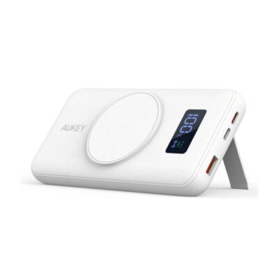 Aukey PB-WL02i Pin dự phòng Magsafe 10.000mAh 15w - <ul> <li>Model: PB-WL02i</li> <li>Màu sắc: Đen, Trắng</li> <li>Dung lượng: 10000mAh / 37Wh</li> <li>Lõi pin: Li-Polymer</li> <li>Công nghệ: PD 3.0, QuickCharge 3.0, Magsafe 15W</li> <li>Input: USB-C: 5V 3A / 9V 2A / 12V 1.5A (18W Max) Lightning: 5V 2.4A / 9V 2A (18W Max)</li> <li>Output USB-C: 5V 3A / 9V 2.22A / 12V 1.67A (20W Max) USB-A: 5V 4.5A / 4.5V 5A / 9V 2A / 12V 1.5A (22.5W Max)</li> <li>Bảo vệ quá nhiệt, quá dòng, quá điện áp, tránh đoản mạch</li> <li>Hỗ trợ sạc không dây nhanh cho iPhone 12/13 Series hỗ trợ magsafe</li> <li>Chân đế có thể gập lại khi sạc không dây</li> <li>Màn hình LED hiển thị dung lượng pin</li> <li>Kích thước: 146 x 68.3 x19.5mm</li> <li>Trọng lượng: 241g</li> <li>Bảo hành chính hãng 18 tháng</li> <li>Hộp sản phẩm gồm: Pin sạc AUKEY PB-WL02i, cáp sạc USB-C, hướng dẫn sử dụng</li> </ul>