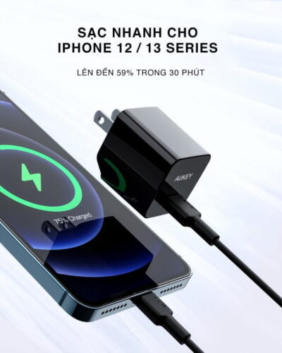 Aukey PA-Y30S củ Sạc nhanh PD 30W 1 cổng - <ul> <li>Model: PA-Y30s</li> <li>Màu sắc: Đen</li> <li>Công nghệ: Power Delivery 3.0</li> <li>Nguồn vào: AC 100–240V, 50/60Hz Nguồn ra (USB-C): – Power Delivery 3.0: 5V – 3A / 9V – 3A / 12V – 2.5A / 15V – 2A / 20V – 1.5A – Giao thức sạc PPS: 3.3  ~ 11V – 2,7A</li> <li>Công suất tối đa: 30W</li> <li>Kích thước: 38 x 35 x 32 cm</li> <li>Trọng lượng: 46g</li> <li>Bảo hành chính hãng 18 tháng</li> <li>Hộp sản phẩm gồm: Sạc nhanh AUKEY PA-Y30s, hướng dẫn sử dụng</li> </ul>