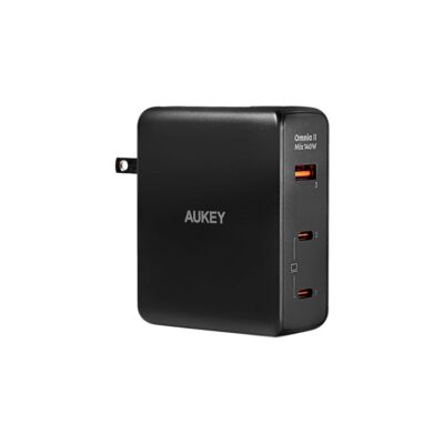 Aukey PA-B7O - Bộ Sạc đa năng du lịch Aukey Omnia II Mix 140W, 3 cổng GaN PD 3.1, tích hợp chân cắm US,UK,EU