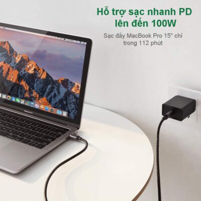 Cáp sạc nhanh C to C 100W Ugreen US316 - <ul> <li>Cáp sạc nhanh C to C 100W Ugreen US316</li> <li>Chức năng: Sạc & Đồng bộ dữ liệu</li> <li>USB 2.0 tốc độ lên tới 480Mbps</li> <li> Vỏ nhôm có dây bọc</li> <li>Sạc nhanh 5A</li> <li>Hỗ trợ PD100W/QC/FCP</li> <li>Chiều dài: 1 mét</li> </ul>