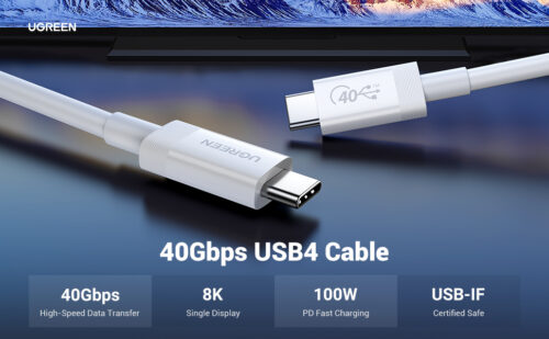 Cáp Sạc Ugreen 40113 USB Type-C Thunderbolt 3 Dài 0.8M Hỗ Trợ 8K@60Hz - Hình ảnh 2