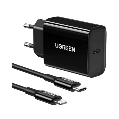 Combo Ugreen 50799 - Củ Sạc Nhanh + Cáp sạc type C ra Lightning chuẩn MFI, 20W