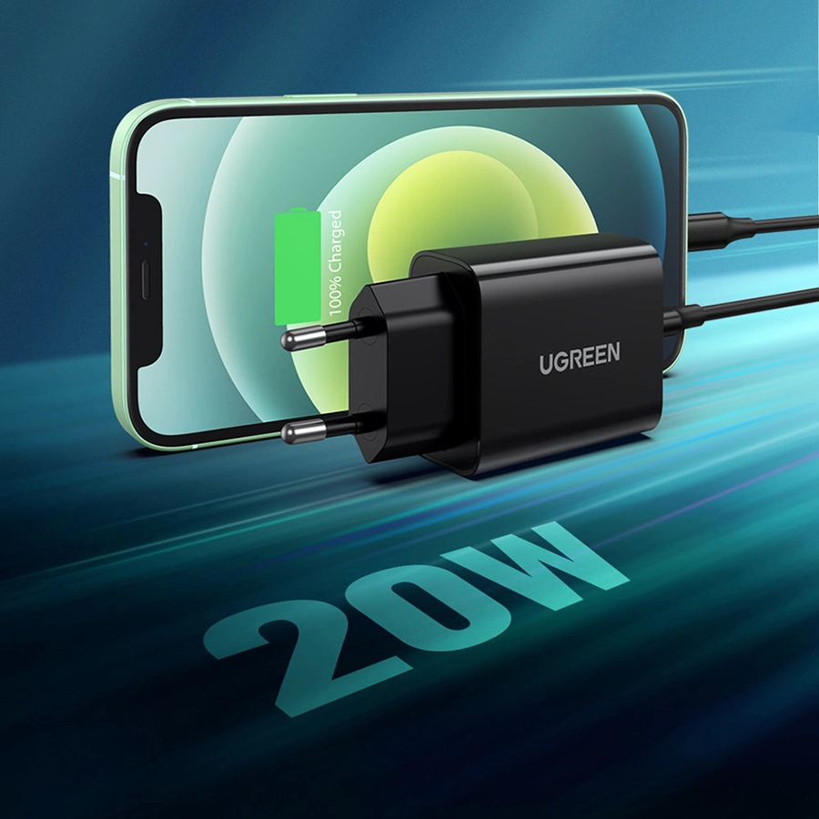Combo Ugreen 50799 - Củ Sạc Nhanh + Cáp sạc type C ra Lightning chuẩn MFI, 20W - <ul> <li>Model: Ugreen 50799</li> <li>Củ sạc: 20w</li> <li>Cáp sạc: C to lightning mfi</li> <li>Màu sắc: Trắng/ Đen</li> </ul>