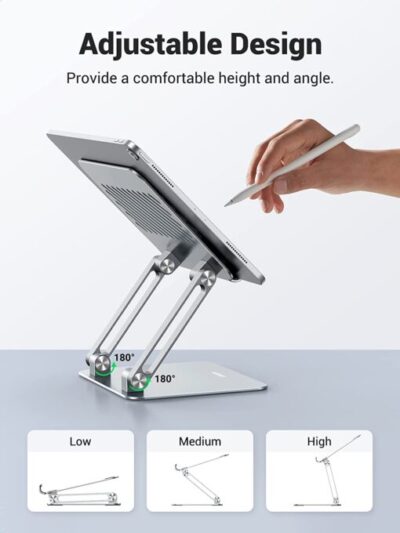 Giá đỡ máy tính bảng, laptop Ugreen LP339 90396 - <ul> <li><strong>Mã sản phẩm:</strong> Ugreen LP339 90396</li> <li><strong>Loại:</strong> Giá đỡ máy tính bảng, laptop</li> <li><strong>Chất liệu:</strong> Hợp kim nhôm + Silicone</li> <li><strong>Kích thước:</strong> 170 x 148 x 45 mm</li> <li><strong>Trọng lượng:</strong> 1998g</li> <li><strong>Kích thước máy tính bảng/laptop tương thích:</strong> 4.7 inch - 12.9 inch</li> <li><strong>Màu sắc:</strong> Bạc</li> </ul>