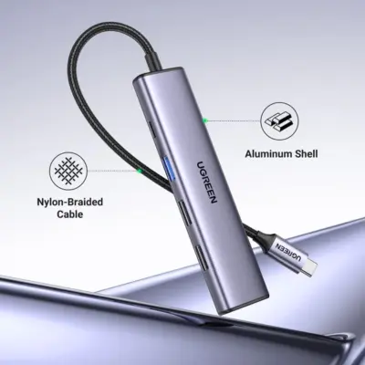 Hub chuyển đổi USB C 5 in 1 Ugreen CM478 15495 - <ul data-sourcepos="16:1-22:0"> <li data-sourcepos="9:1-9:36">Model: <strong>Ugreen CM478 15495</strong></li> <li data-sourcepos="9:1-9:36">1 cổng USB 3.0 Type-A Female (cái)</li> <li data-sourcepos="10:1-10:36">2 cổng USB 2.0 Type-A Female (cái)</li> <li data-sourcepos="11:1-11:26">1 cổng HDMI Female (cái)</li> <li data-sourcepos="12:1-13:0">1 cổng USB Type-C Female (cái)</li> <li data-sourcepos="16:1-18:75">Chuẩn USB: <ul data-sourcepos="17:5-18:75"> <li data-sourcepos="17:5-17:77">1 cổng USB 3.0: Tốc độ lên đến 5Gbps, tương thích ngược với USB 2.0/1.1</li> <li data-sourcepos="18:5-18:75">2 cổng USB 2.0: Tốc độ lên đến 480Mbps, tương thích ngược với USB 1.1</li> </ul> </li> <li data-sourcepos="19:1-19:36">Độ phân giải HDMI: Lên đến 4K@30Hz</li> <li data-sourcepos="20:1-20:57">Cổng USB-C cái: Hỗ trợ sạc Power Delivery (PD) 100W</li> <li data-sourcepos="21:1-22:0">Chất liệu: Vỏ nhôm</li> </ul>