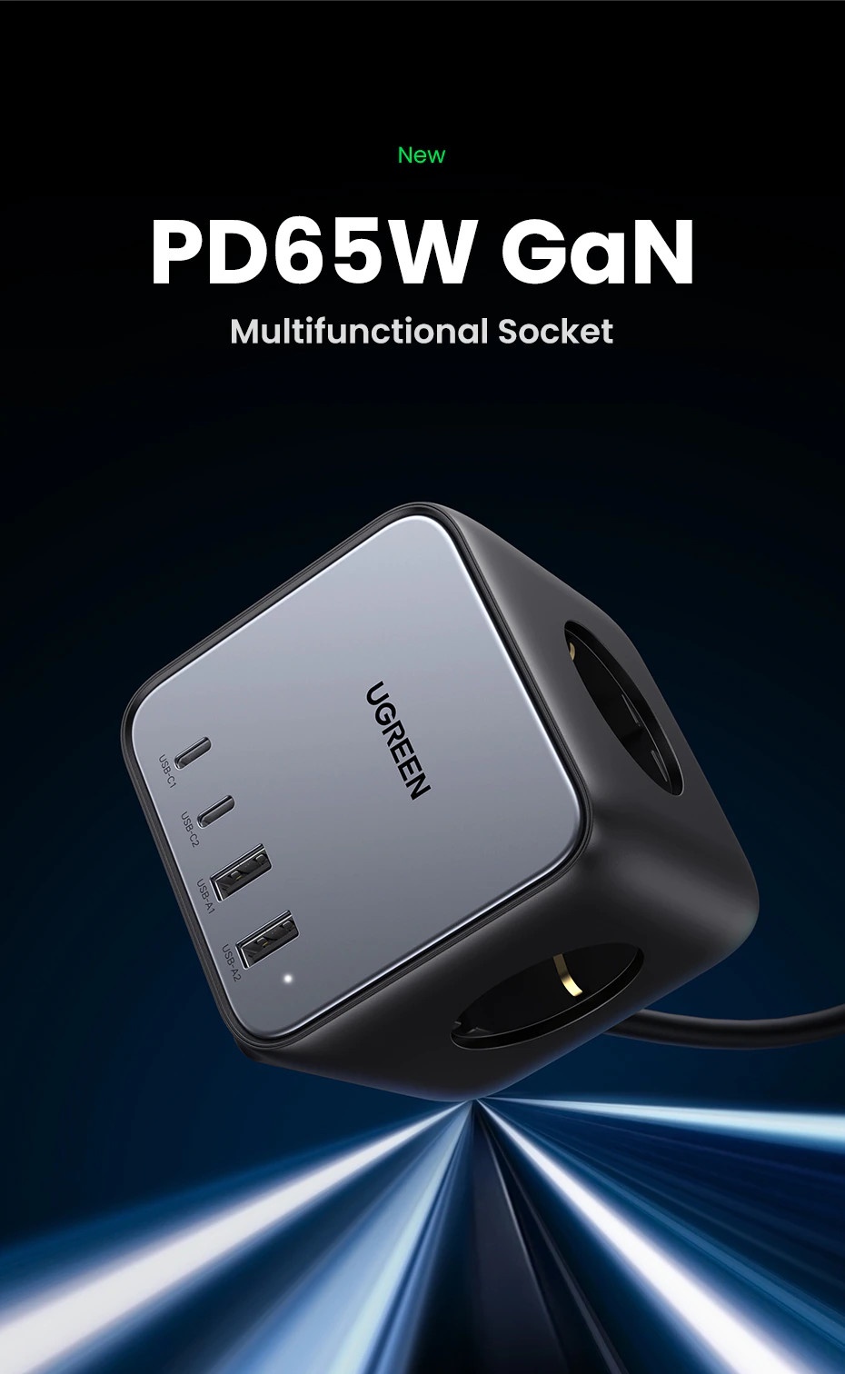 Trạm sạc UGREEN 65W CD268 USB C DigiNest Cube, GaN II, 7 in 1 - <ul> <li>Trạm sạc UGREEN 65W CD268 USB C DigiNest Cube, GaN II, 7 in 1</li> <li><strong>Đầu vào USB</strong>: <ul> <li>Dải điện áp: 100-240V</li> <li>Tần số: 50/60Hz</li> <li>Dòng điện tối đa: 1.8A</li> </ul> </li> <li><strong>Đầu ra USB-C1/C2</strong>: <ul> <li>Điện áp: 5.0V=3.0A, 9.0V=3.0A, 12.0V=3.0A, 15.0V=3.0A, 20.0V=3.25A, 3.3-21.0V=3.0A</li> <li>Công suất đầu ra tối đa: 65W</li> </ul> </li> <li><strong>Đầu ra USB-A1/A2</strong>: <ul> <li>Điện áp: 5.0V=3.0A, 9.0V=2.0A, 12V=1.5A</li> <li>Công suất đầu ra tối đa: 18W</li> </ul> </li> <li><strong>Tổng Công suất Đầu ra USB</strong>: 65W</li> <li><strong>Tương thích USB</strong>: PD3.0/2.0, PPS, QC3.0/4.0+, AFC, APPLE2.4A, BC1.2, SCP, FCP, Samsung5V/2A</li> <li><strong>Chiều dài dây cáp</strong>: 1.8 mét</li> <li><strong>Chân cắm:</strong> Dẹt (US)</li> </ul>